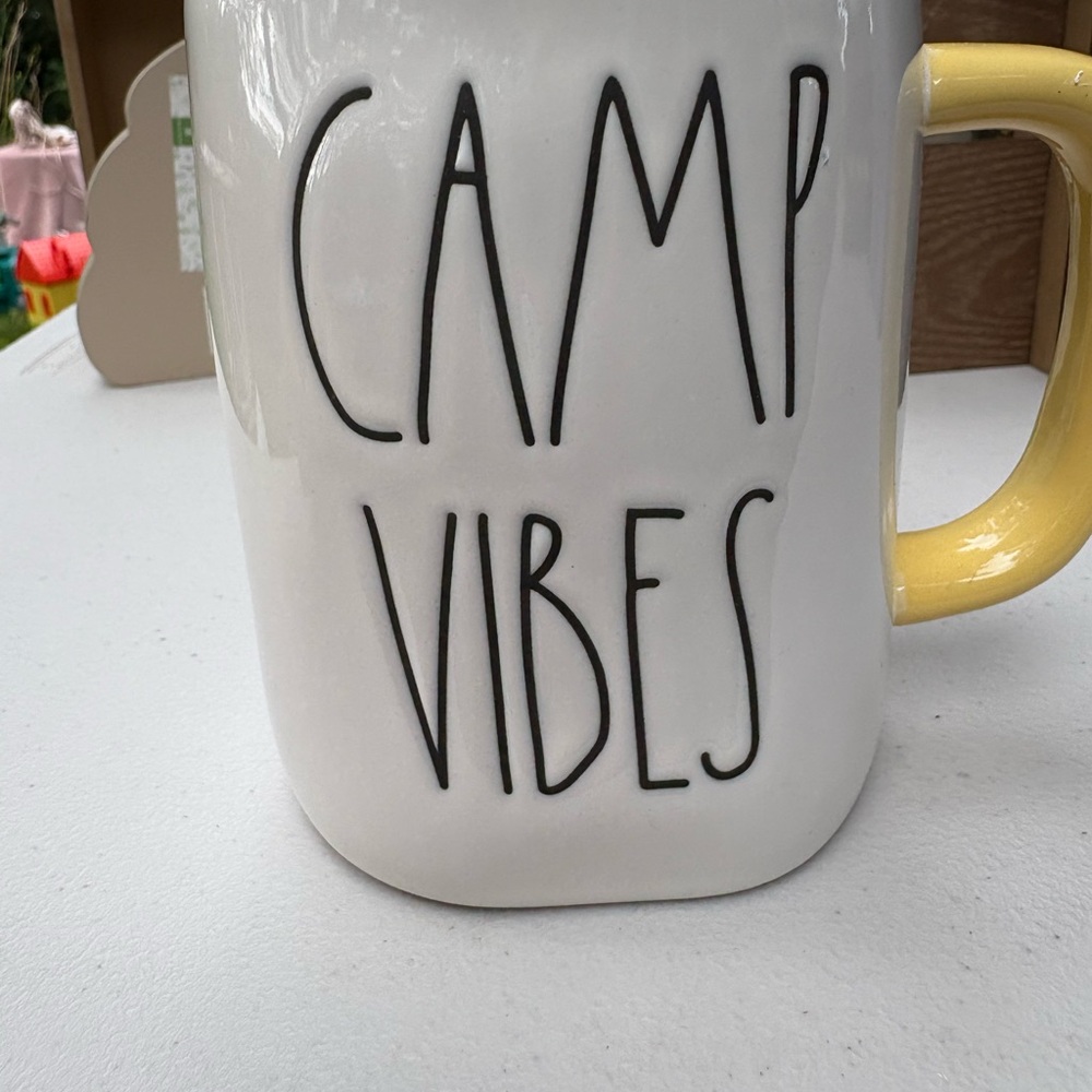 Rae Dunn Camp Vibes Mug - White and Yellow